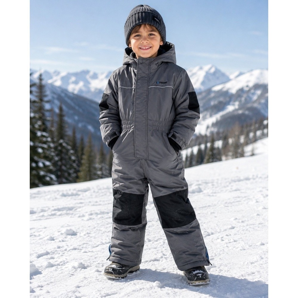 IXTREME Kids 4T Insulated Snowsuit Gray Black Hooded Winter Ski Snow Suit